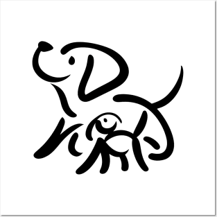 Stick figure dog in black ink Posters and Art